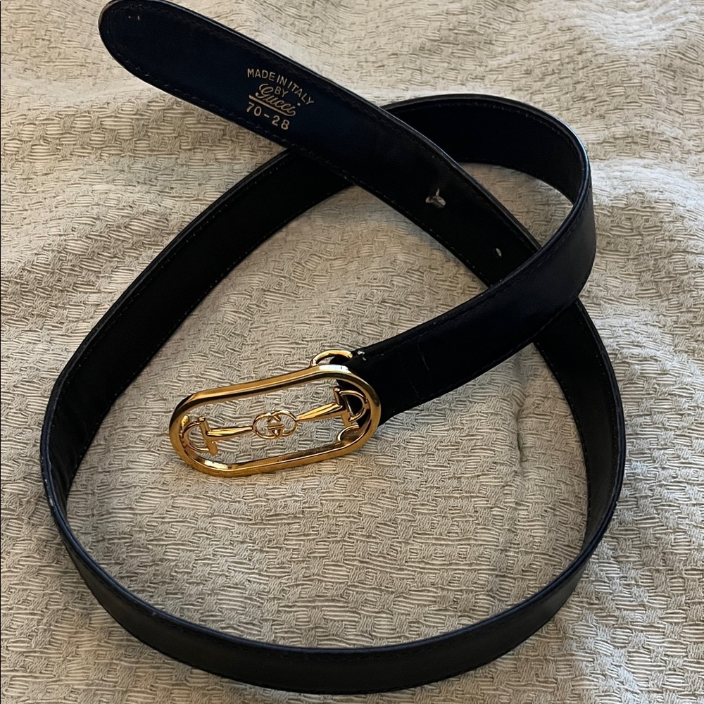 Gucci Black Belt with Gold Accent